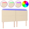 Miniatyrbillede 2 af 6: sengegavl med LED-lys 200x5x118/128 cm stof Cremefarvet