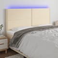 Miniatyrbillede 1 af 6: sengegavl med LED-lys 200x5x118/128 cm stof Cremefarvet