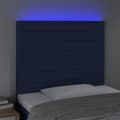 Miniatyrbillede 3 af 6: sengegavl med LED-lys 90x5x118/128 cm stof blå