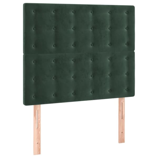 sengegavl med LED-lys 90x5x118/128 cm fløjl mørkegrøn
