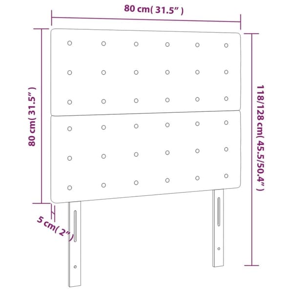 sengegavl med LED-lys 80x5x118/128 cm stof gråbrun