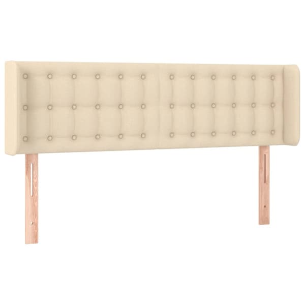 Sänggavel LED gräddvit 147x16x78/88 cm tyg