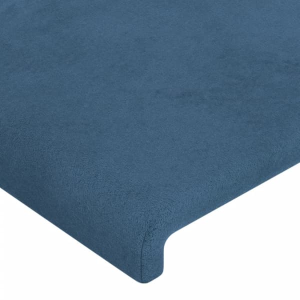 sengegavl med LED-lys 163x16x118/128 cm fløjl mørkeblå
