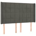 Miniatyrbillede 3 af 6: sengegavl med LED-lys 147x16x118/128 cm fløjl mørkegrå