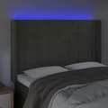 Miniatyrbillede 4 af 6: sengegavl med LED-lys 147x16x118/128 cm fløjl mørkegrå