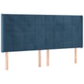 Miniatyrbillede 3 af 6: sengegavl med LED-lys 183x16x118/128 cm fløjl mørkeblå