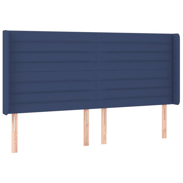 Sängyn pääty LED-valolla, sininen, 203x16x118/128 cm, kangas
