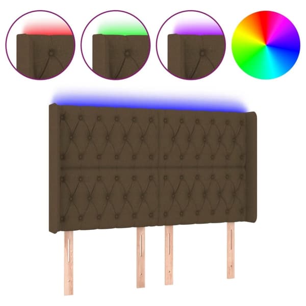 Sängyn pääty, jossa LED tummanruskea 163x16x118/128 cm kangas