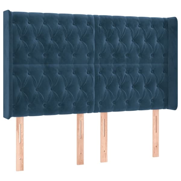 Sängyn pääty LED-valolla, tummansininen, 147x16x118/128 cm