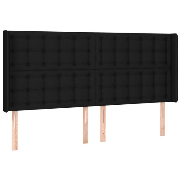 Sängyn pääty LED-valolla, musta, 203x16x118/128 cm, kangas