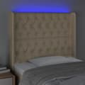 Miniatyrbillede 4 af 6: sengegavl med LED-lys 103x16x118/128 cm stof cremefarvet