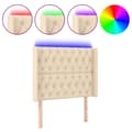 Miniatyrbillede 2 af 6: sengegavl med LED-lys 103x16x118/128 cm stof cremefarvet