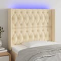 Miniatyrbillede 1 af 6: sengegavl med LED-lys 103x16x118/128 cm stof cremefarvet