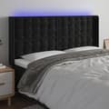 Pikkukuva 1 / 6: Sängyn pääty LED-valolla, musta, 183x16x118/128 cm, sametti