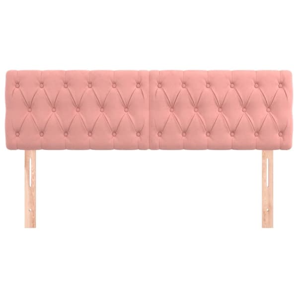 Sängyn päädyt, 2 kpl, pinkki, 80x7x78/88 cm, sametti