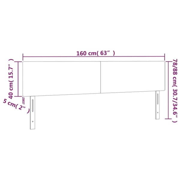 sengegavle 2 stk. 80x5x78/88 cm fløjl sort