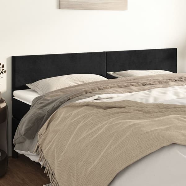 sengegavle 2 stk. 80x5x78/88 cm fløjl sort
