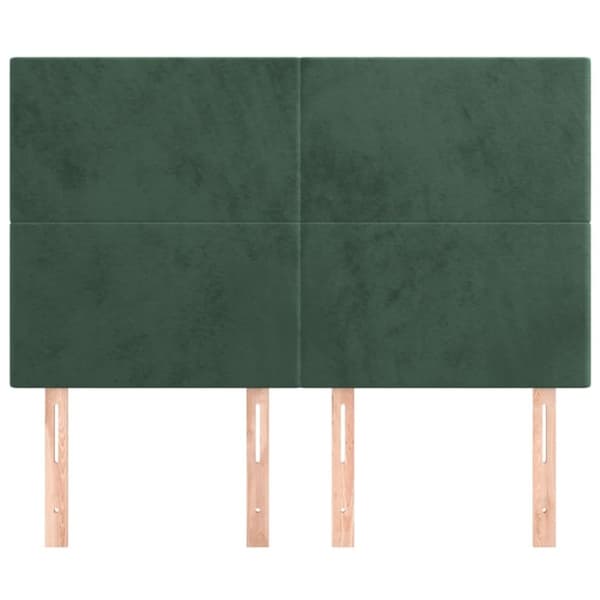 sengegavle 4 stk. 72x5x78/88 cm fløjl mørkegrøn