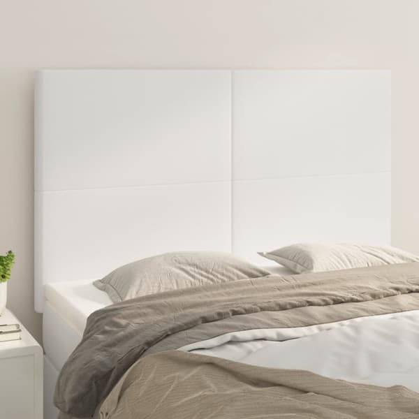 sengegavle 4 stk. 72x5x78/88 cm kunstlæder hvid