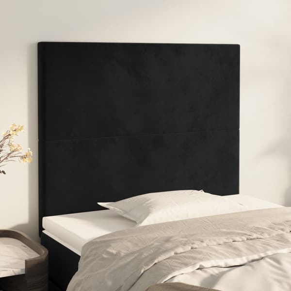 Sängyn päädyt, 2 kpl, musta, 90x5x78/88 cm, sametti