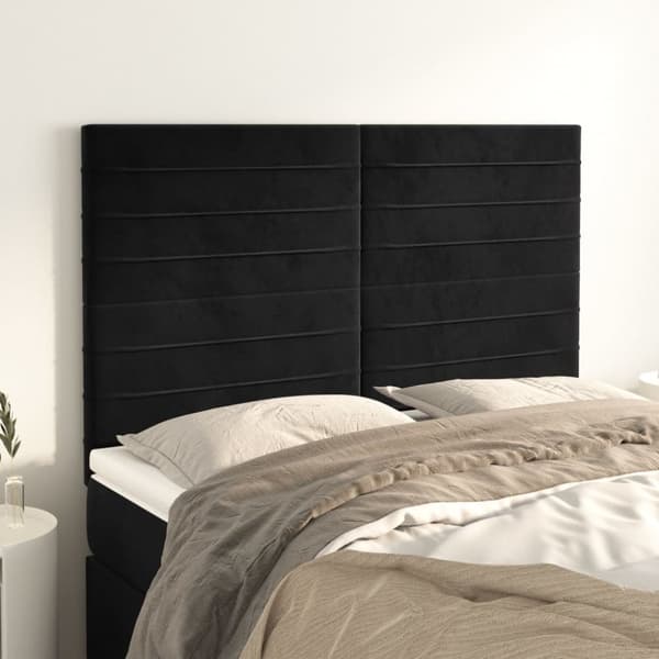 Sängyn päädyt, 4 kpl, musta, 72x5x78/88 cm, sametti