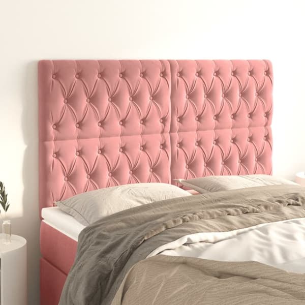 Sängynpäädyt, 4 kpl, pinkki, 72x7x78/88 cm, sametti