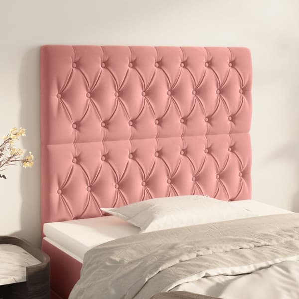 Sängyn päädyt, 2 kpl, pinkki, 90x7x78/88 cm, sametti