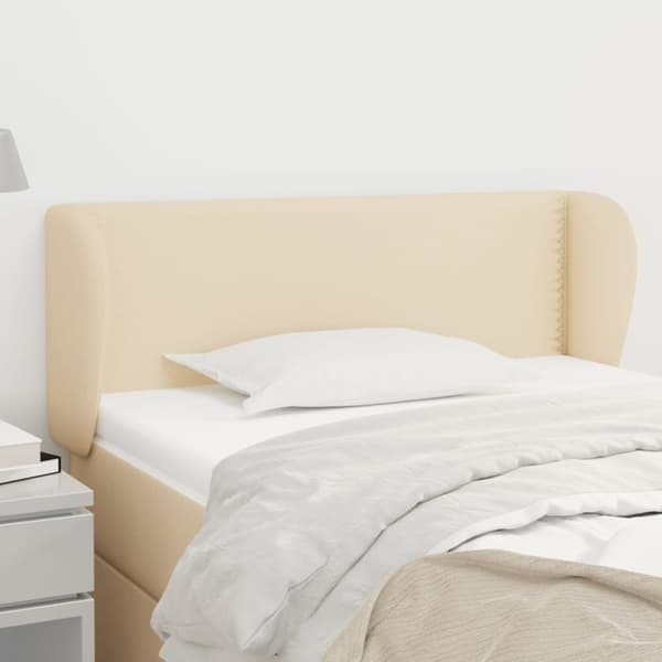 sengegavl med kanter 83x23x78/88 cm stof cremefarvet