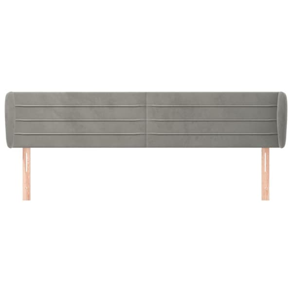 sengegavl med kanter 163x23x78/88cm fløjl lysegrå