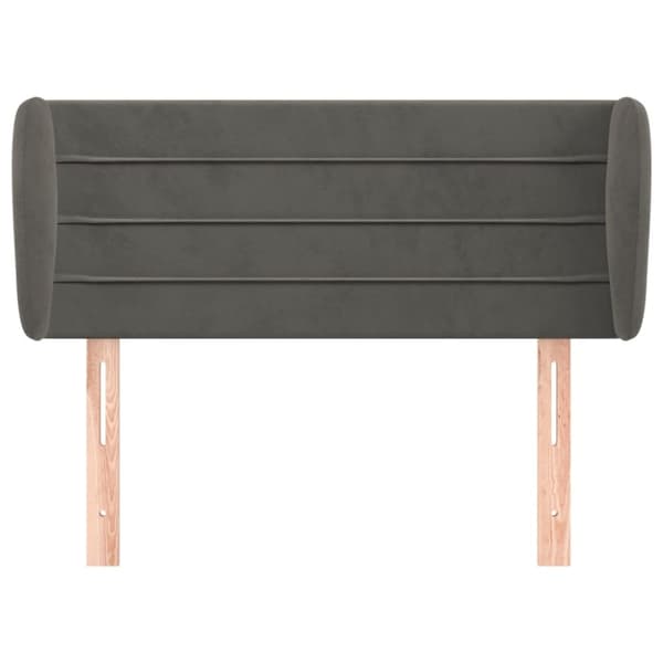 sengegavl med kanter 103x23x78/88 cm fløjl mørkegrå