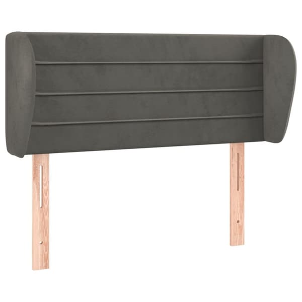 sengegavl med kanter 103x23x78/88 cm fløjl mørkegrå