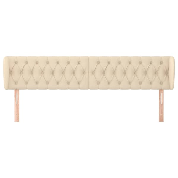 sengegavl med kanter 203x23x78/88 cm stof cremefarvet
