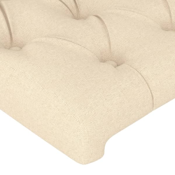 sengegavl med kanter 203x23x78/88 cm stof cremefarvet