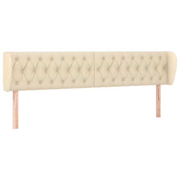 sengegavl med kanter 203x23x78/88 cm stof cremefarvet