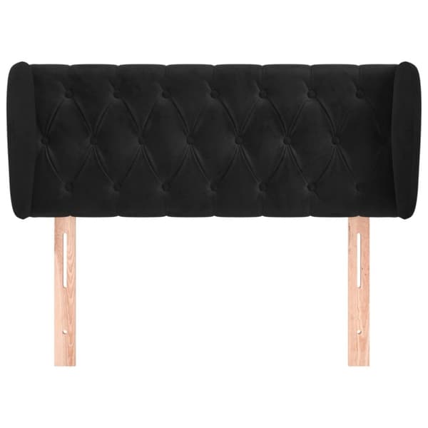sengegavl med kanter 103x23x78/88 cm fløjl sort