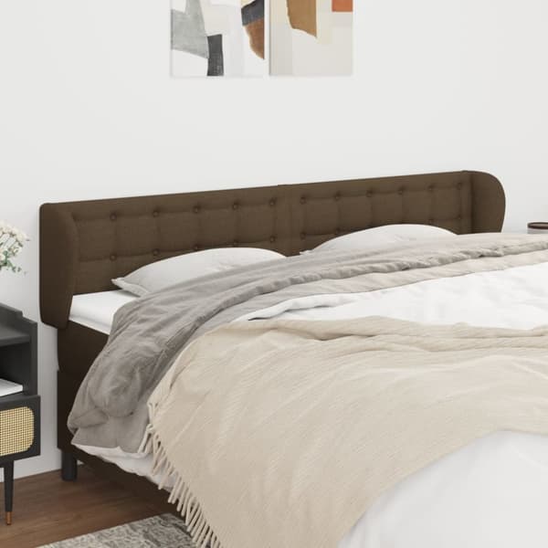 sengegavl med kanter 203x23x78/88 cm stof mørkebrun