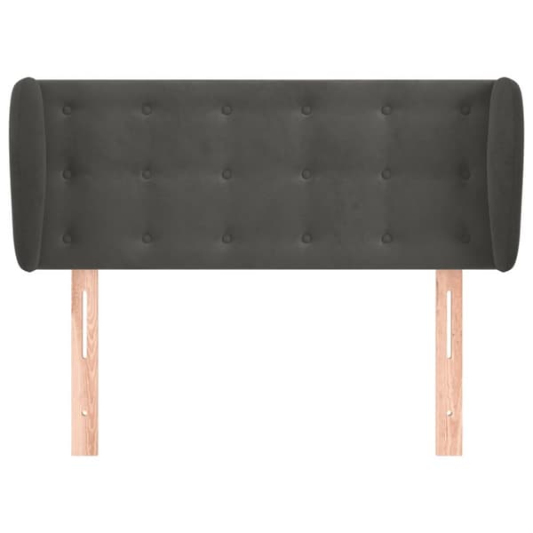 sengegavl med kanter 93x23x78/88 cm fløjl mørkegrå