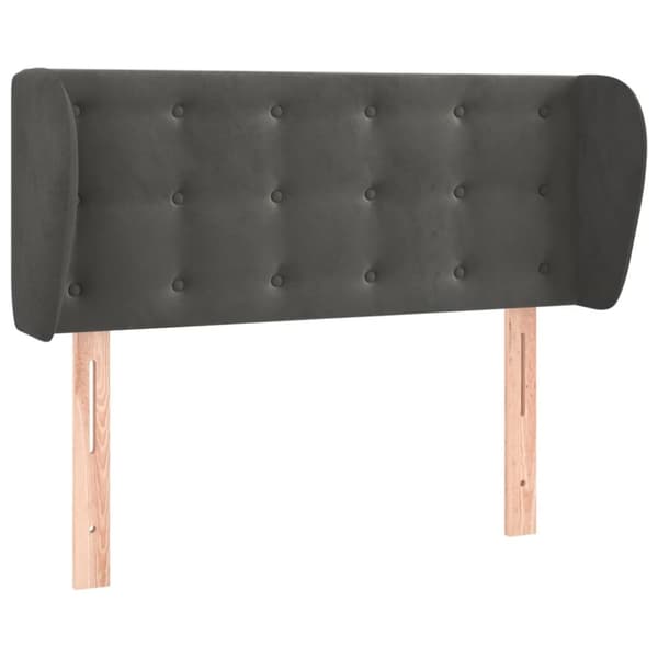 sengegavl med kanter 93x23x78/88 cm fløjl mørkegrå