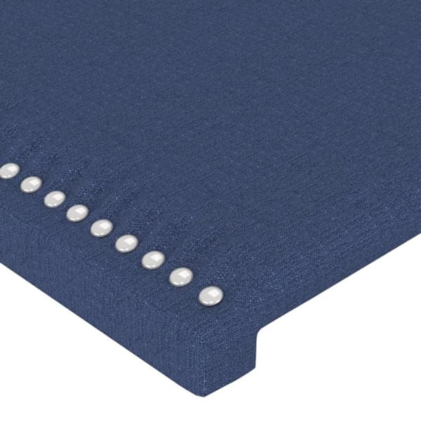sengegavl med kanter 163x23x118/128 cm stof blå