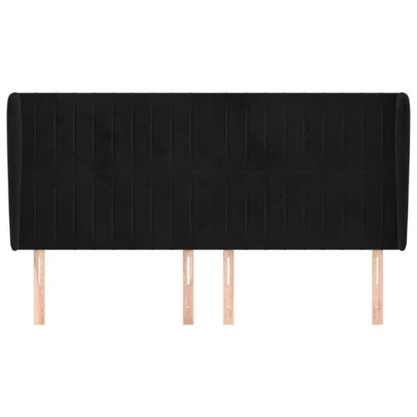 sengegavl med kanter 183x23x118/128 cm fløjl sort