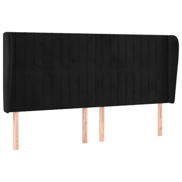 sengegavl med kanter 183x23x118/128 cm fløjl sort
