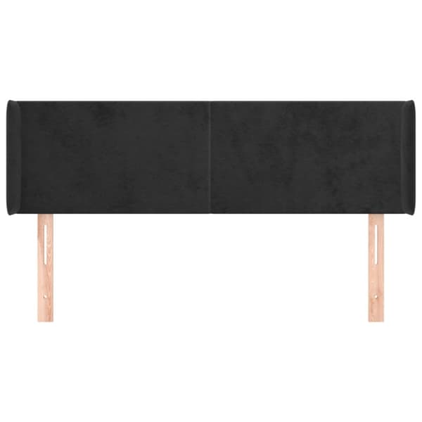 sengegavl med kanter 147x16x78/88 cm fløjl sort