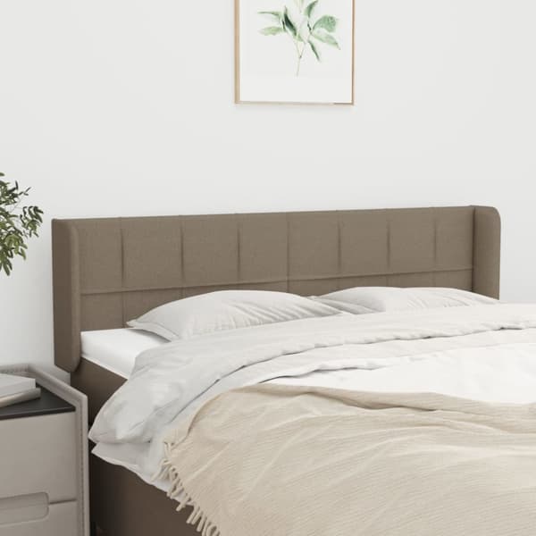 sengegavl med kanter 147x16x78/88 cm stof gråbrun