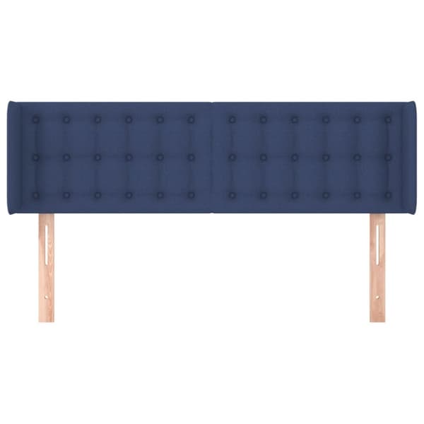 Sänggavel med kanter blå 147x16x78/88 cm tyg