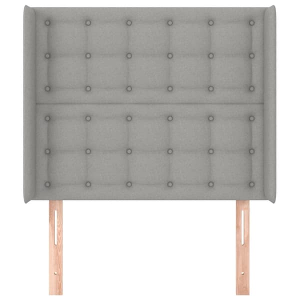 sengegavl med kanter 103x16x118/128 cm stof lysegrå
