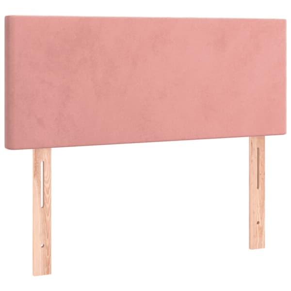 sengegavl med LED-lys 80x5x78/88 cm velour lyserød