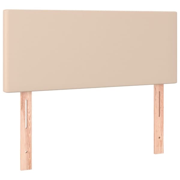 sengegavl med LED-lys 80x5x78/88 cm kunstlæder cappuccinofarvet