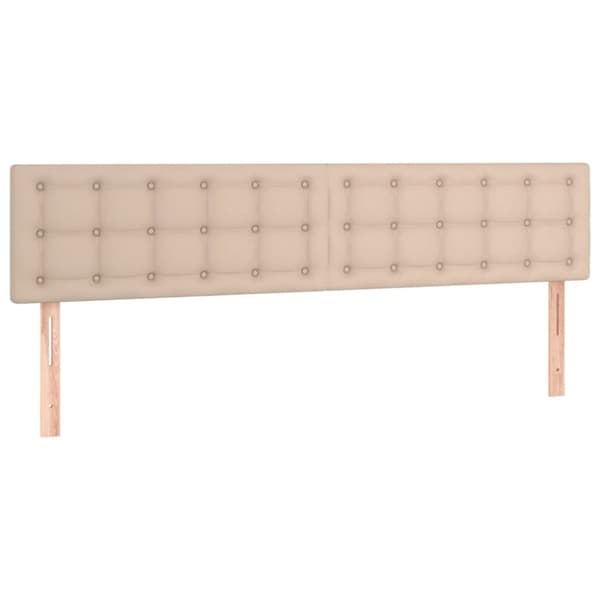 sengegavl med LED-lys 180x5x78/88cm kunstlæder cappuccinofarvet