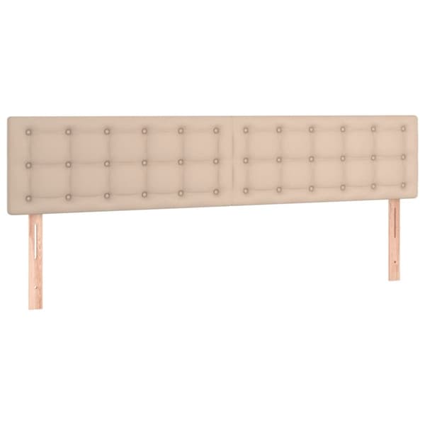 sengegavl med LED-lys 200x5x78/88cm kunstlæder cappuccinofarvet