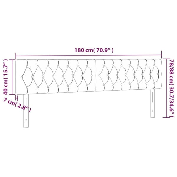 sengegavl med LED-lys 180x7x78/88 cm stof gråbrun
